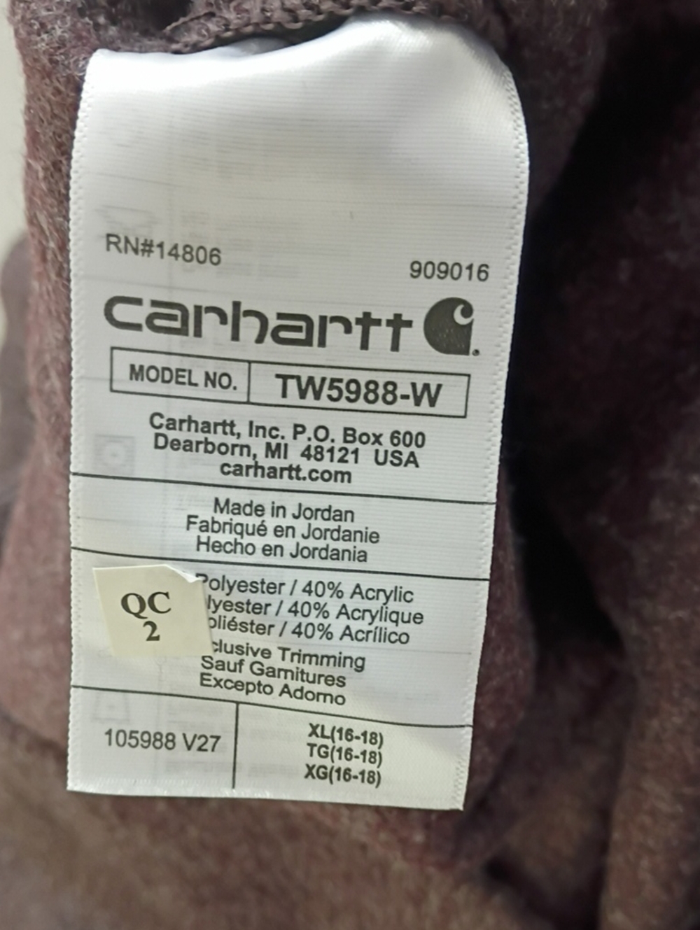 Carhartt Loose Fit Snap Button Front Fleece Shirt Jacket Size XL 16-18 NWOT - Picture 6 of 11